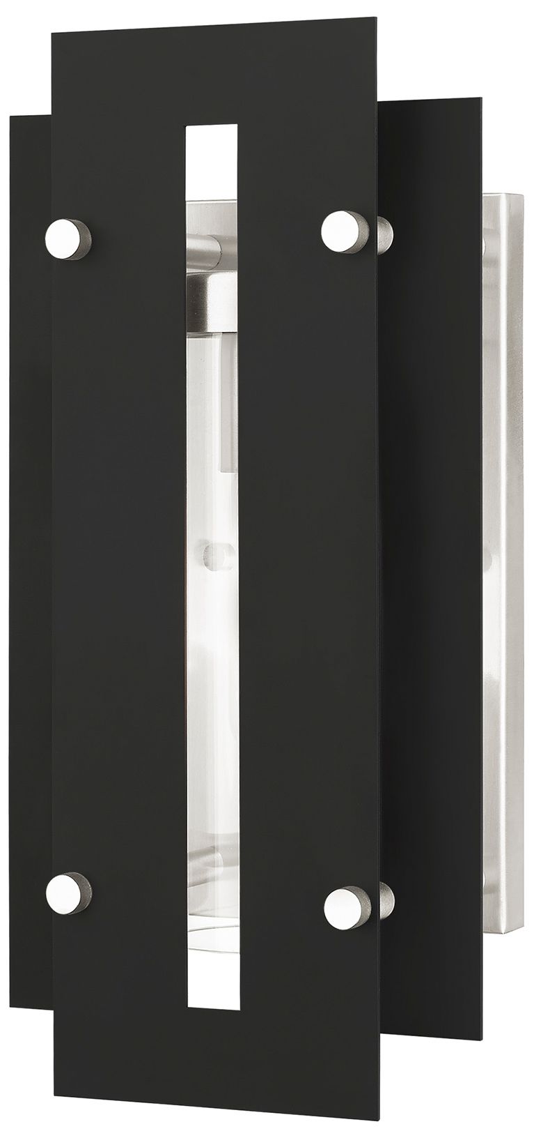 Image 2 Utrecht 1 Light Black and Brushed Nickel Outdoor Wall Light
