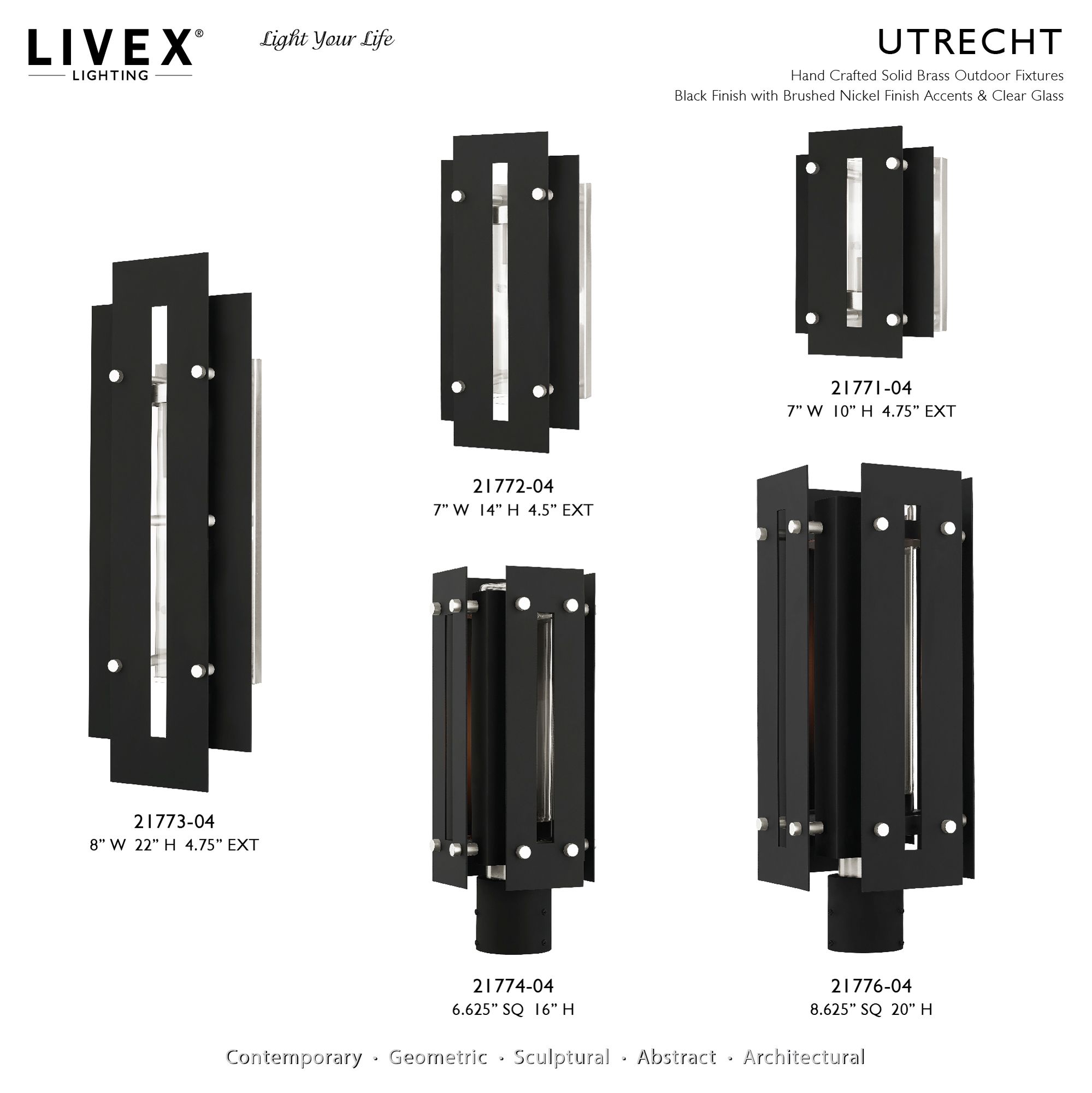 Image 3 Utrecht 1 Light Black and Brushed Nickel Outdoor Wall Light more views