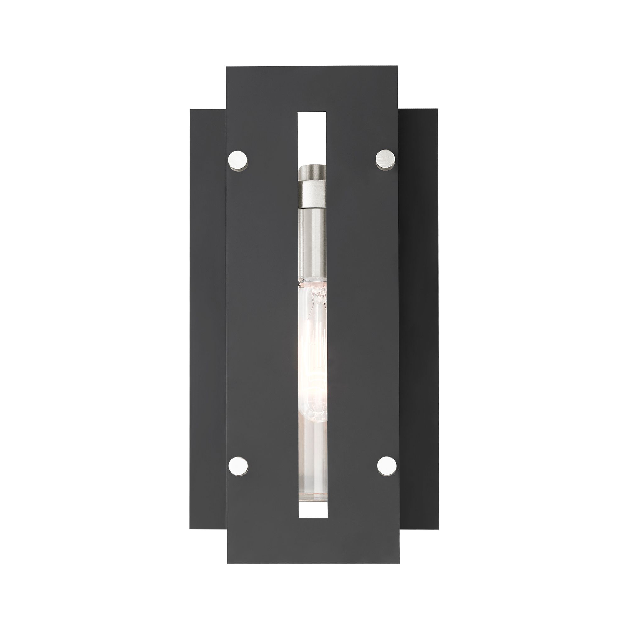 Image 5 Utrecht 1 Light Black and Brushed Nickel Outdoor Wall Light more views