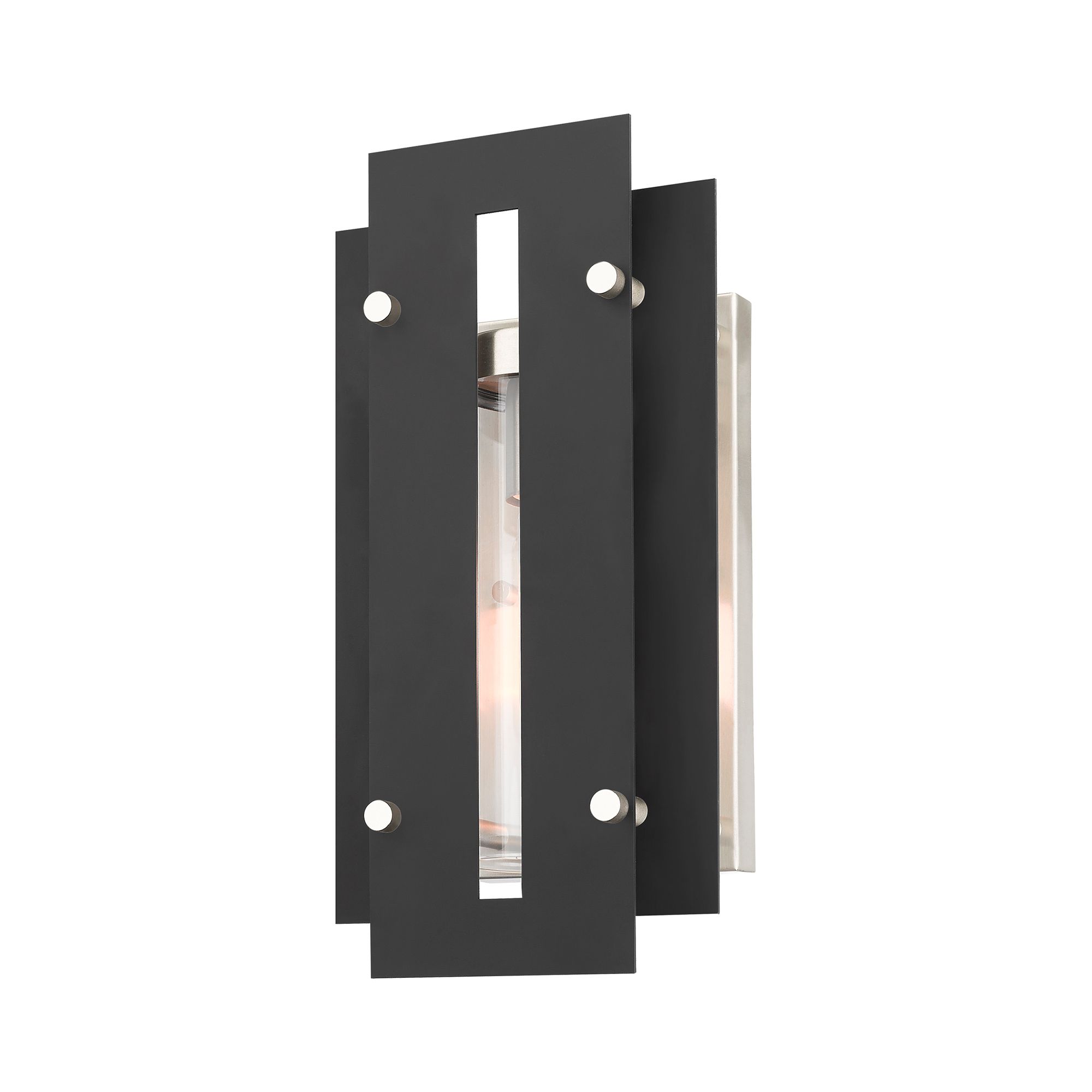 Image 6 Utrecht 1 Light Black and Brushed Nickel Outdoor Wall Light more views