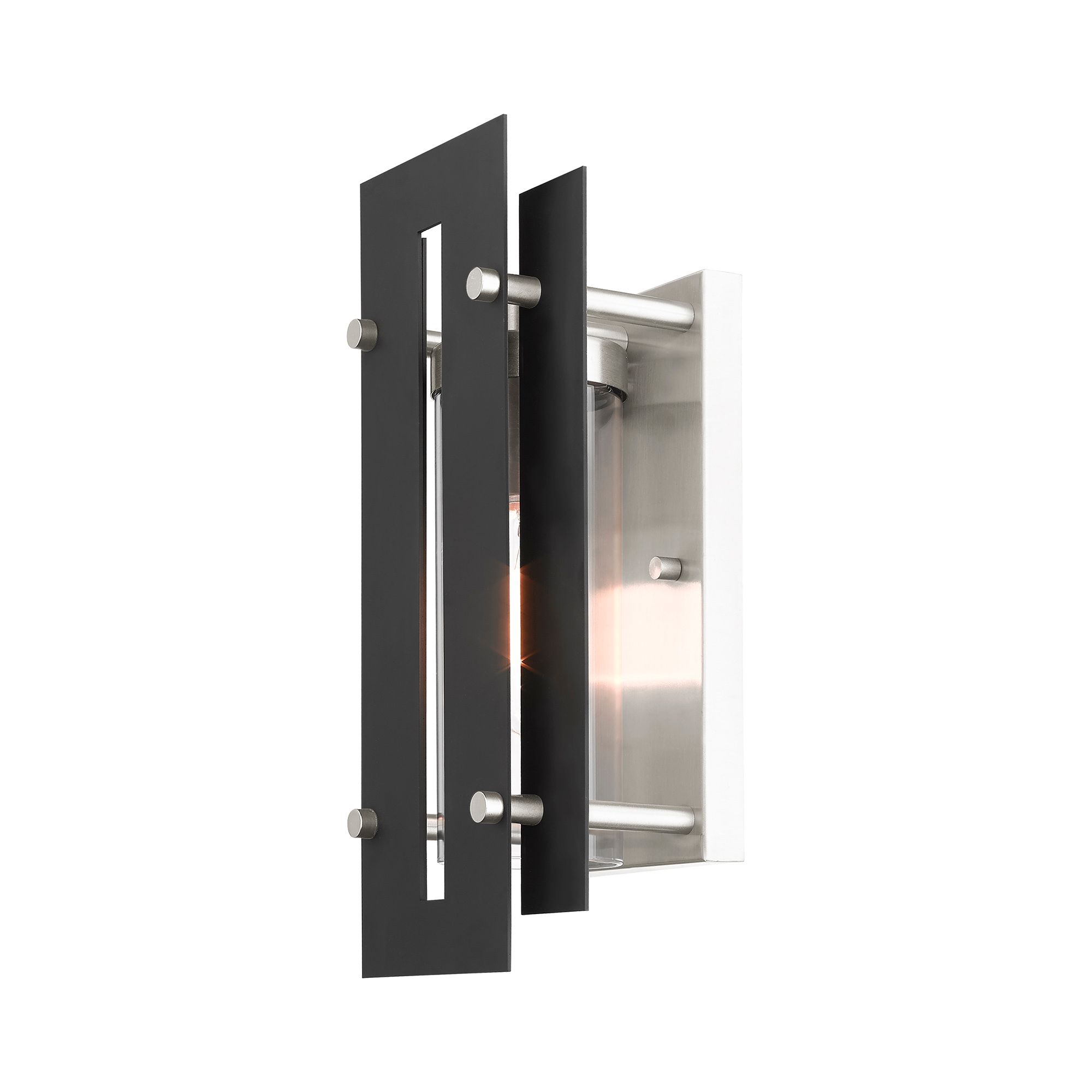 Utrecht 1 Light Black and Brushed Nickel Outdoor Wall Light