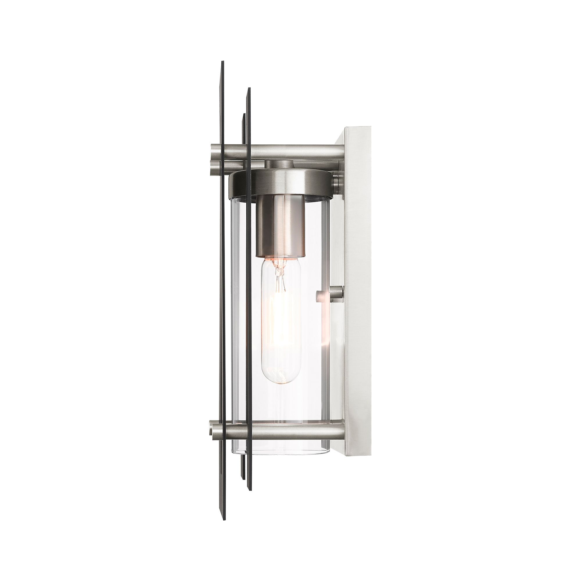 Utrecht 1 Light Black and Brushed Nickel Outdoor Wall Light