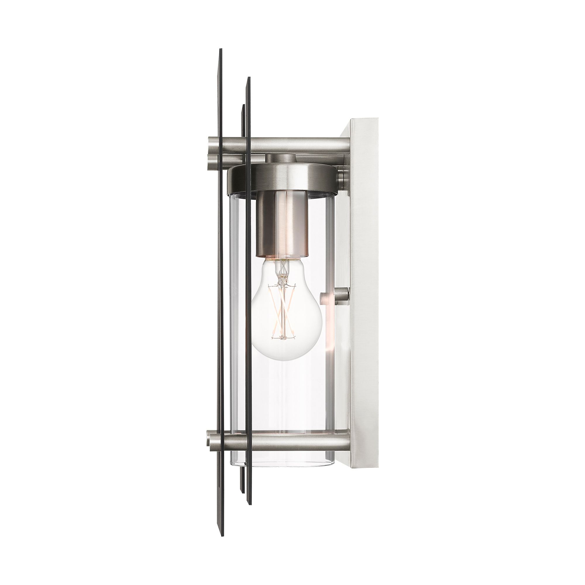 Utrecht 1 Light Black and Brushed Nickel Outdoor Wall Light
