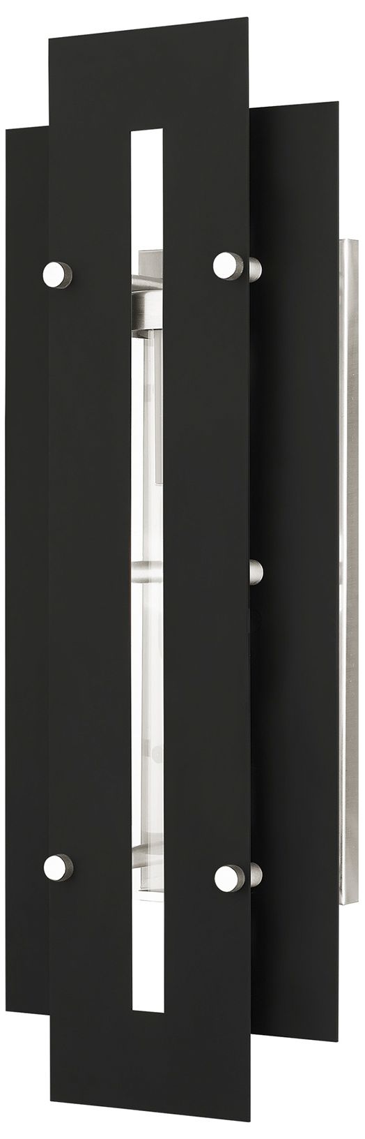 Utrecht 1 Light Black and Brushed Nickel Outdoor Wall Light
