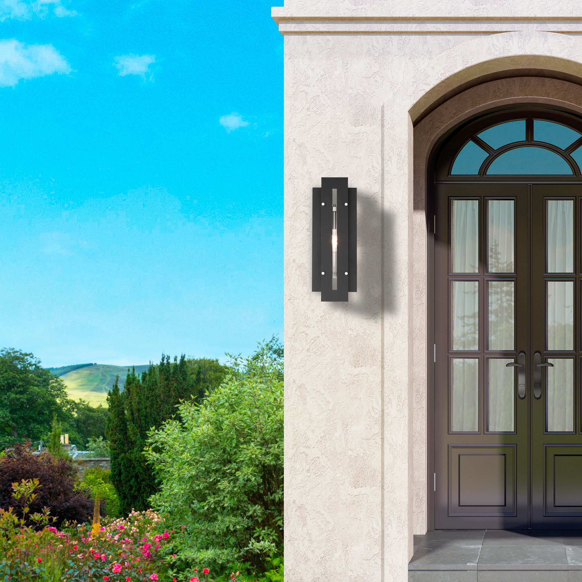 Image 3 Utrecht 1 Light Black and Brushed Nickel Outdoor Wall Light more views