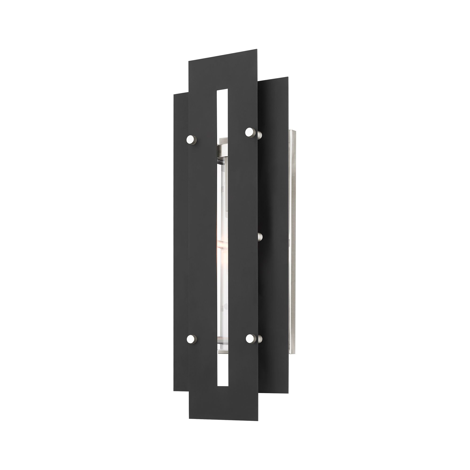 Utrecht 1 Light Black and Brushed Nickel Outdoor Wall Light