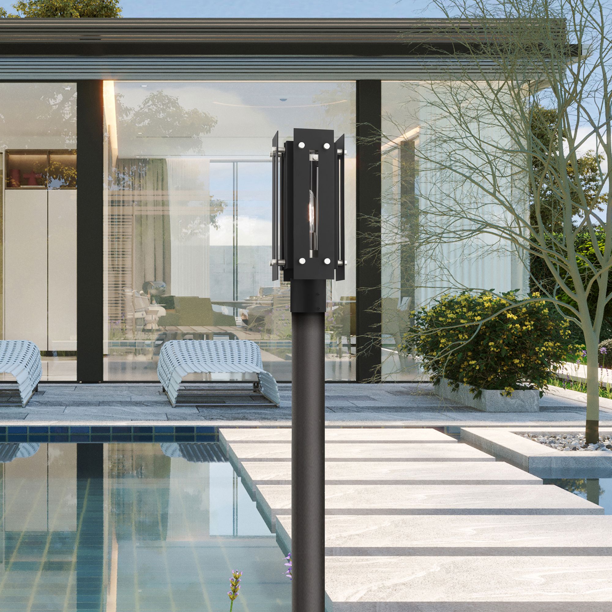 Utrecht 1 Light Black Outdoor Post Top Lantern