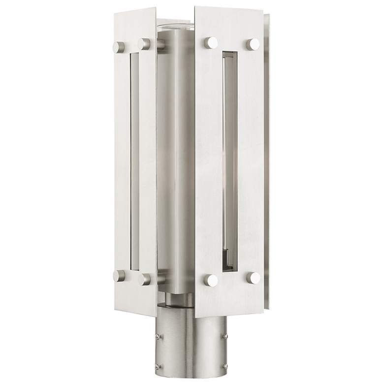 Image 2 Utrecht 1 Light Brushed Nickel Outdoor Post Top Lantern