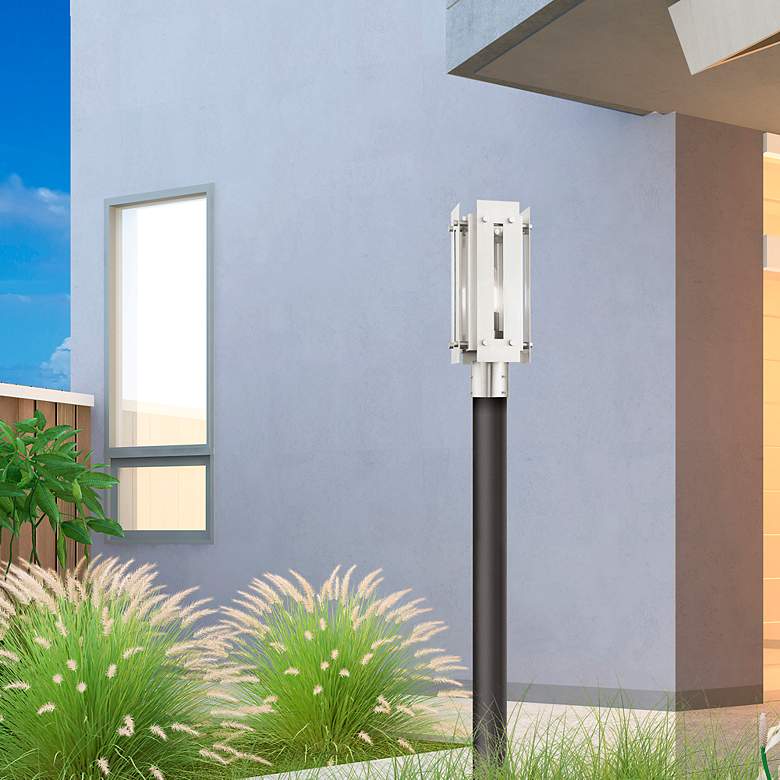 Image 1 Utrecht 1 Light Brushed Nickel Outdoor Post Top Lantern