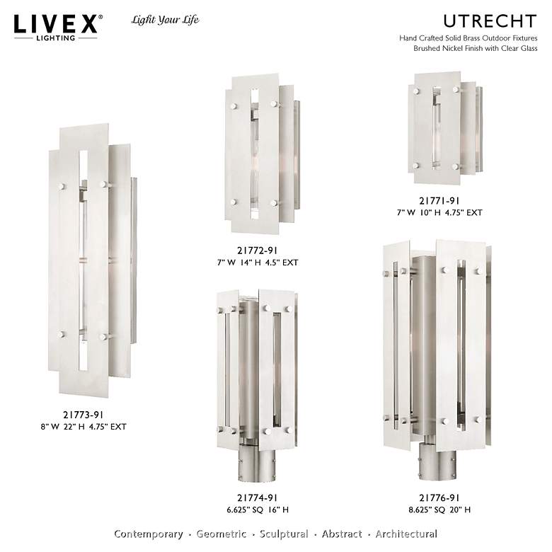 Image 3 Utrecht 1 Light Brushed Nickel Outdoor Post Top Lantern more views