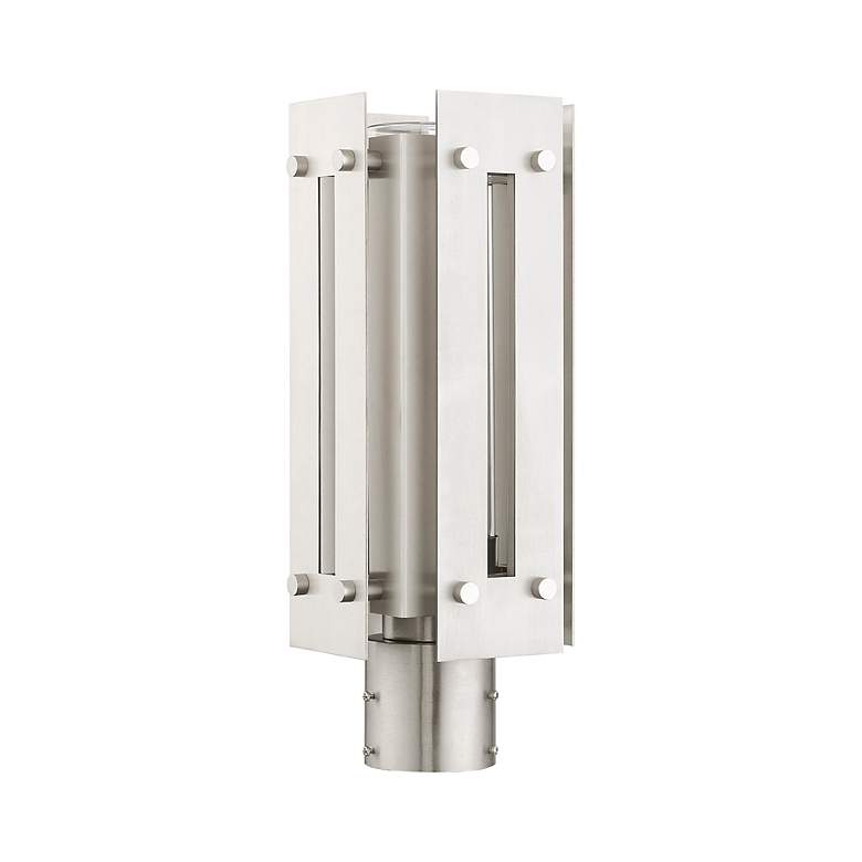 Image 4 Utrecht 1 Light Brushed Nickel Outdoor Post Top Lantern more views