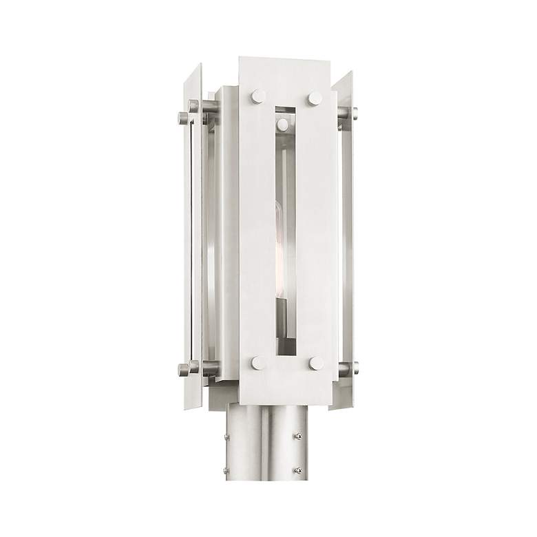 Image 5 Utrecht 1 Light Brushed Nickel Outdoor Post Top Lantern more views
