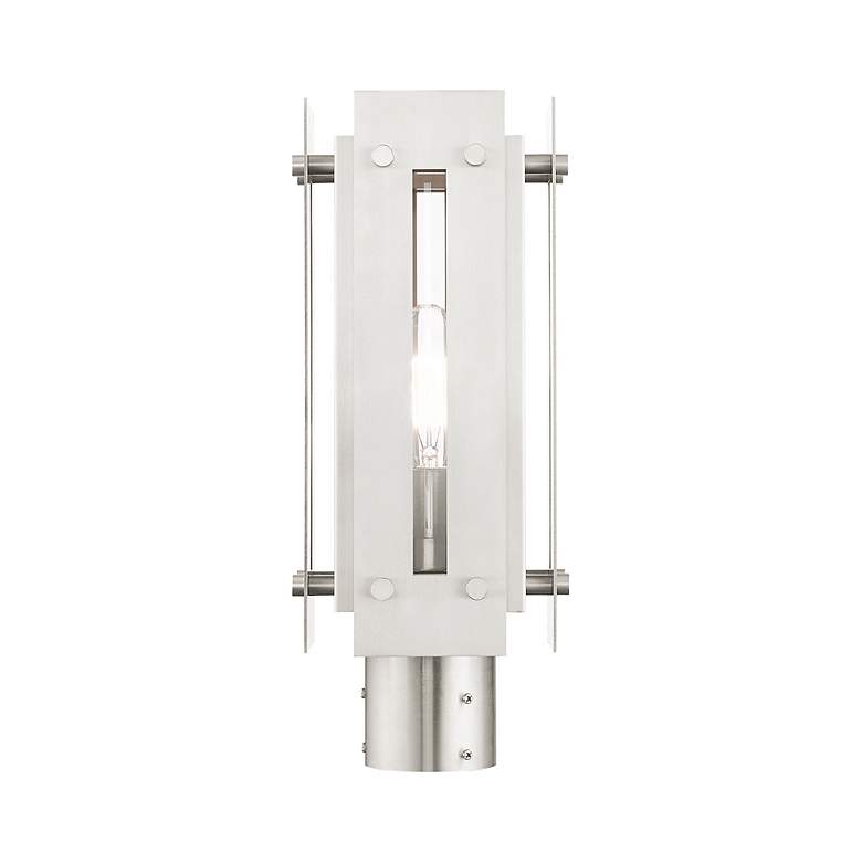 Image 6 Utrecht 1 Light Brushed Nickel Outdoor Post Top Lantern more views