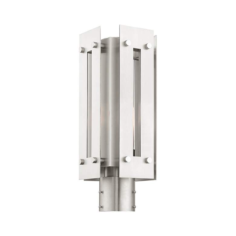 Image 7 Utrecht 1 Light Brushed Nickel Outdoor Post Top Lantern more views