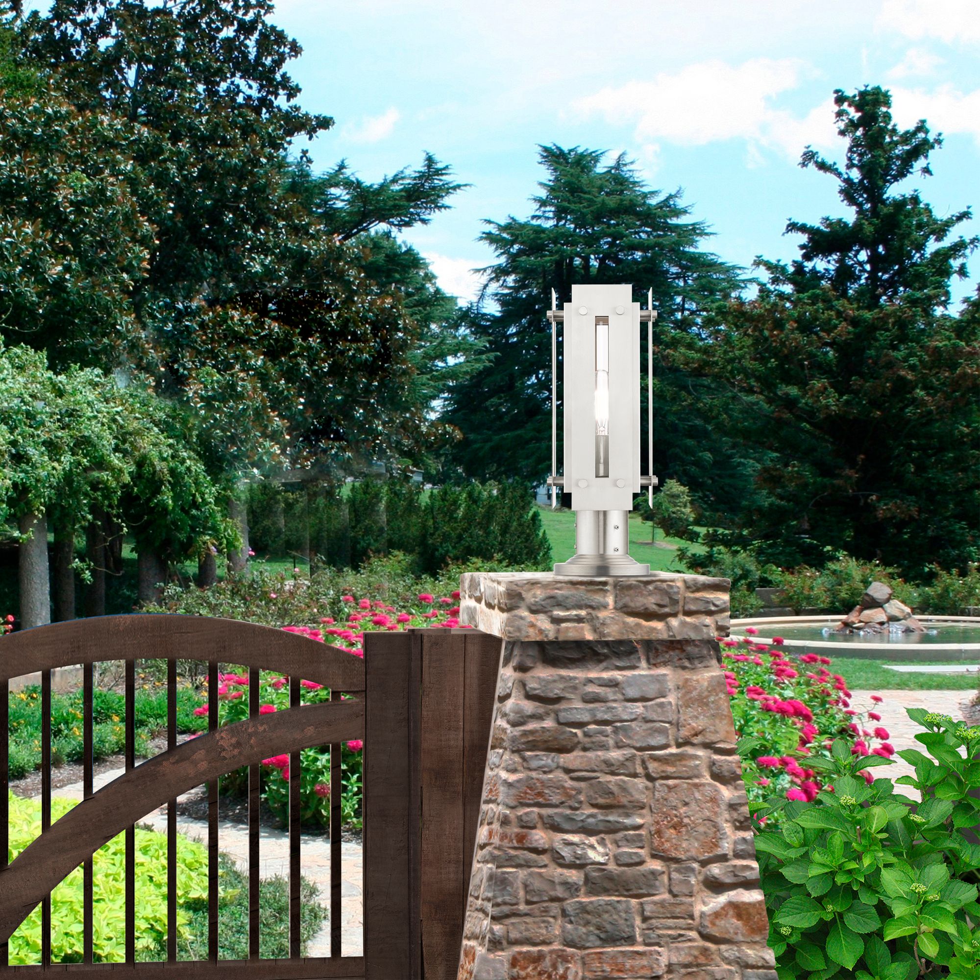 Utrecht 1 Light Brushed Nickel Outdoor Post Top Lantern