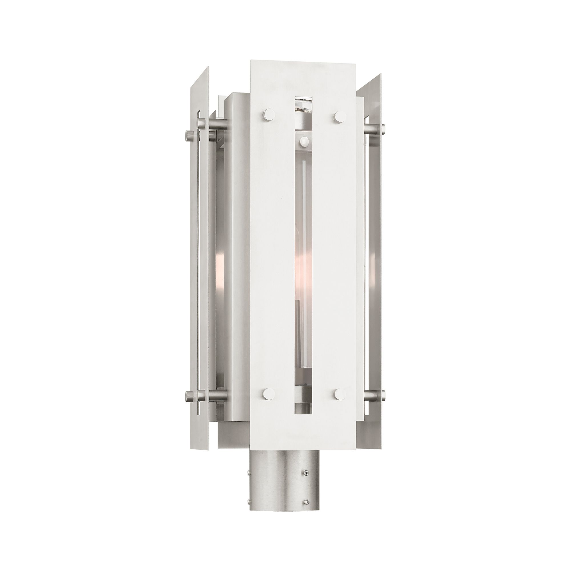 Image 5 Utrecht 1 Light Brushed Nickel Outdoor Post Top Lantern more views
