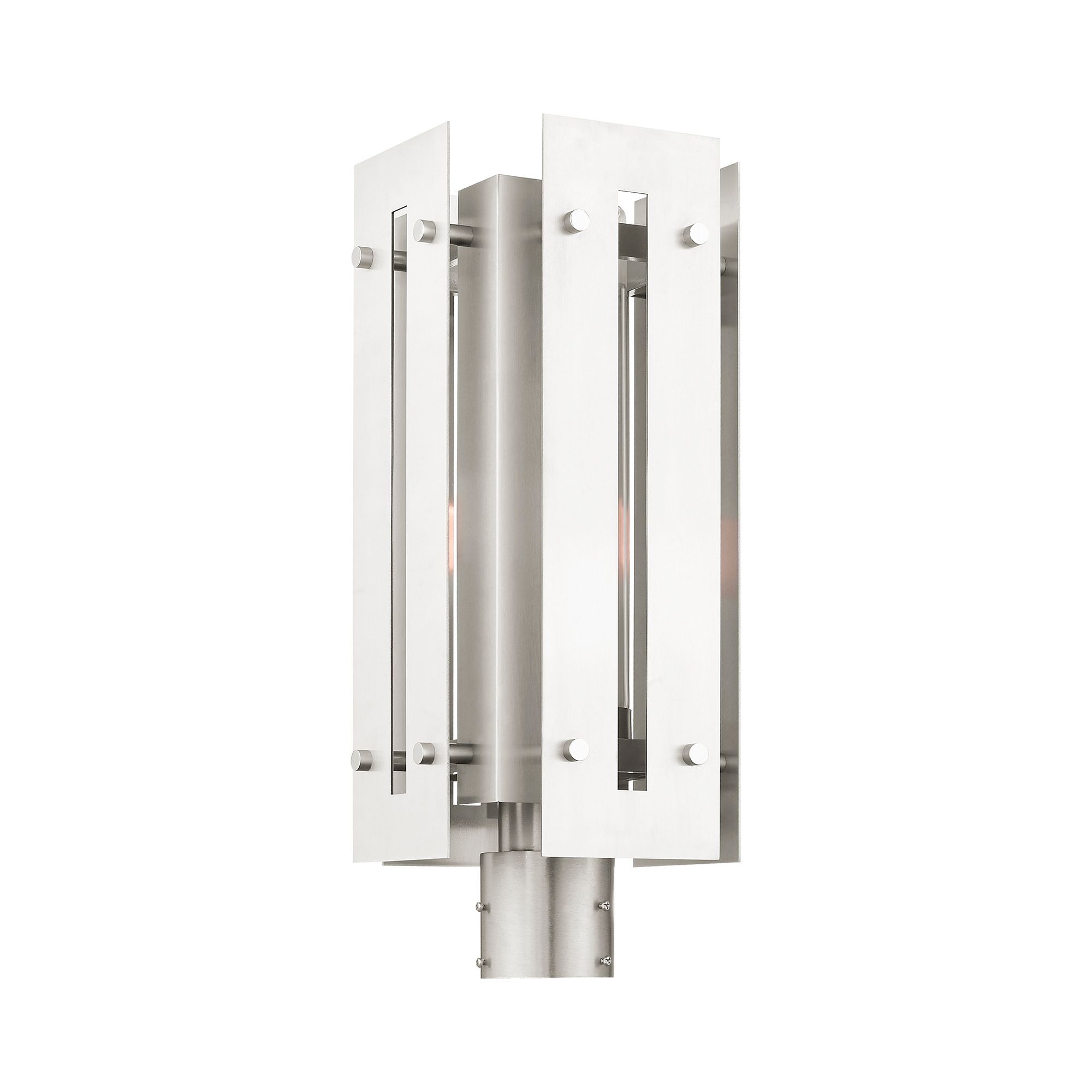 Image 7 Utrecht 1 Light Brushed Nickel Outdoor Post Top Lantern more views