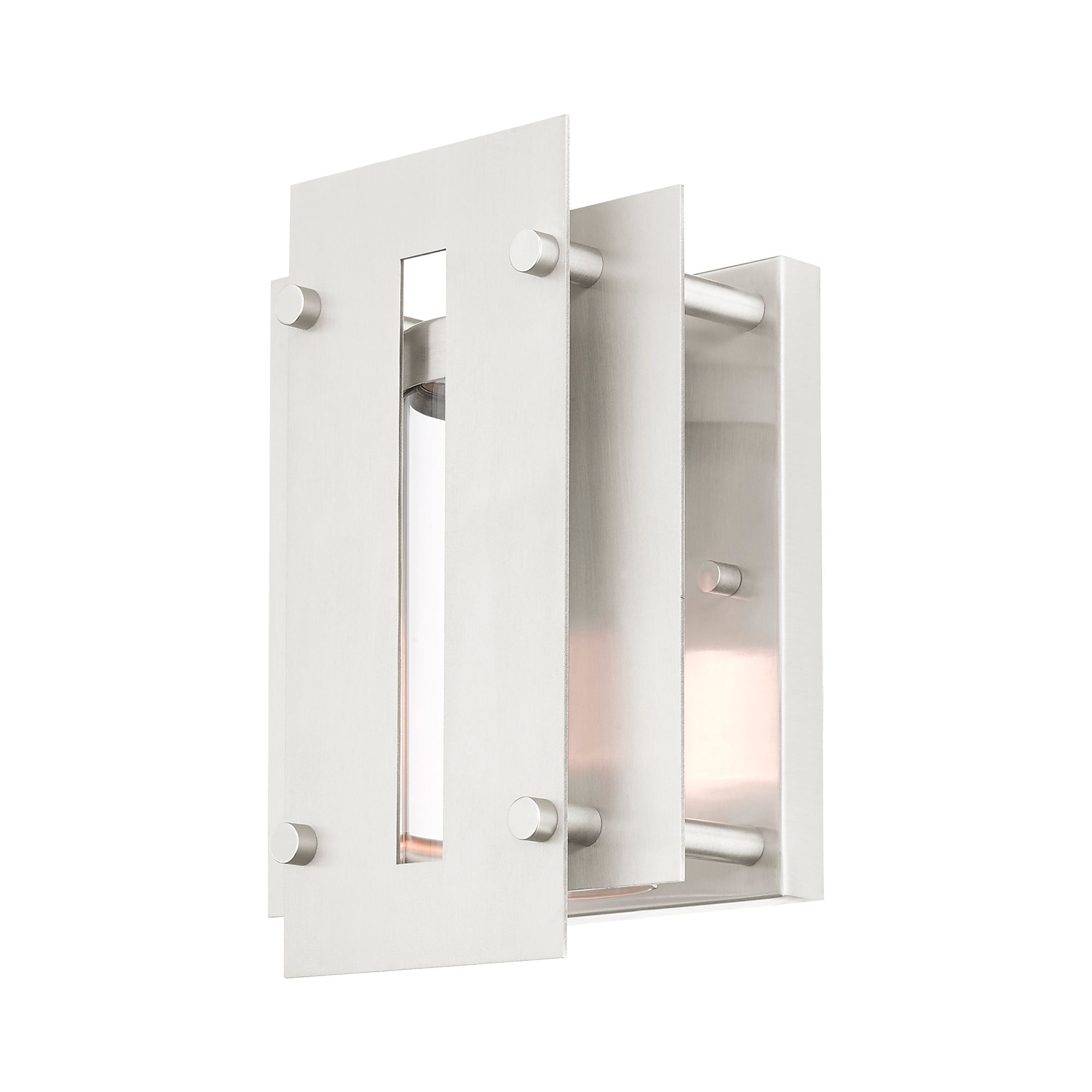 Image 7 Utrecht 1 Light Brushed Nickel Outdoor Wall Lantern more views