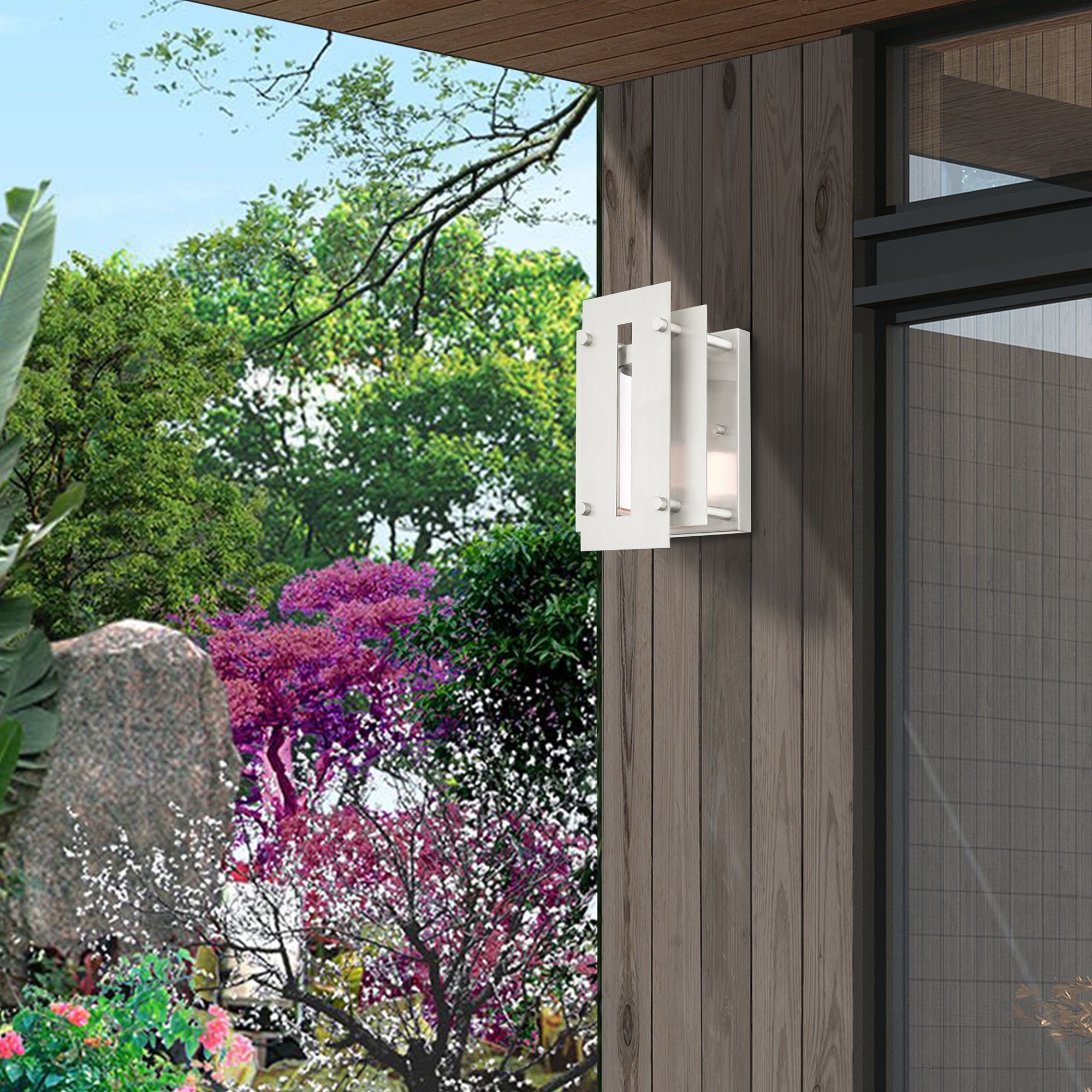 Utrecht 1 Light Brushed Nickel Outdoor Wall Lantern