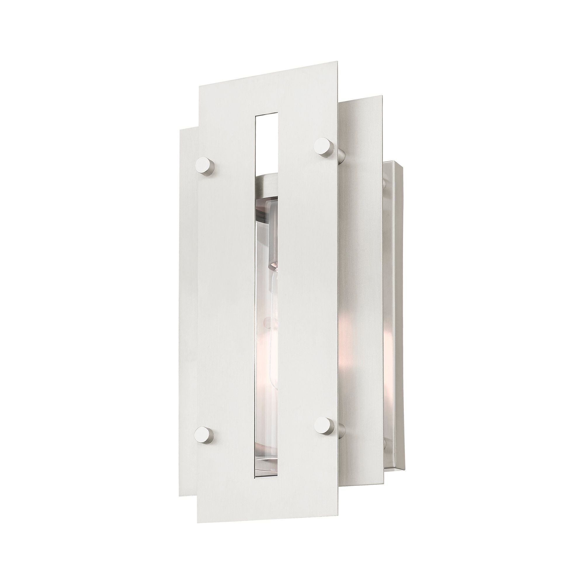 Image 7 Utrecht 1 Light Brushed Nickel Outdoor Wall Lantern more views