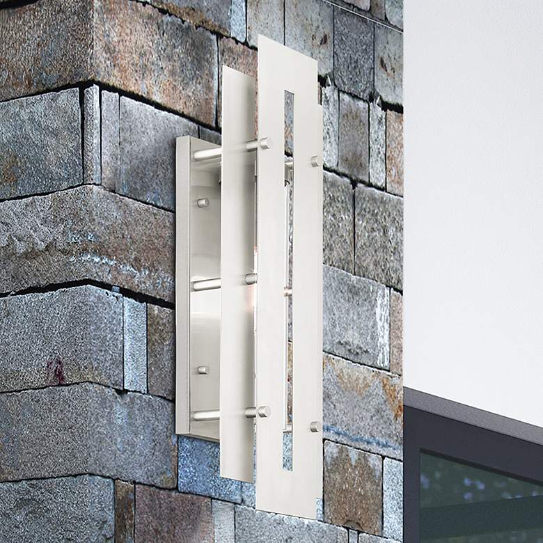 Image 1 Utrecht 1 Light Brushed Nickel Outdoor Wall Lantern