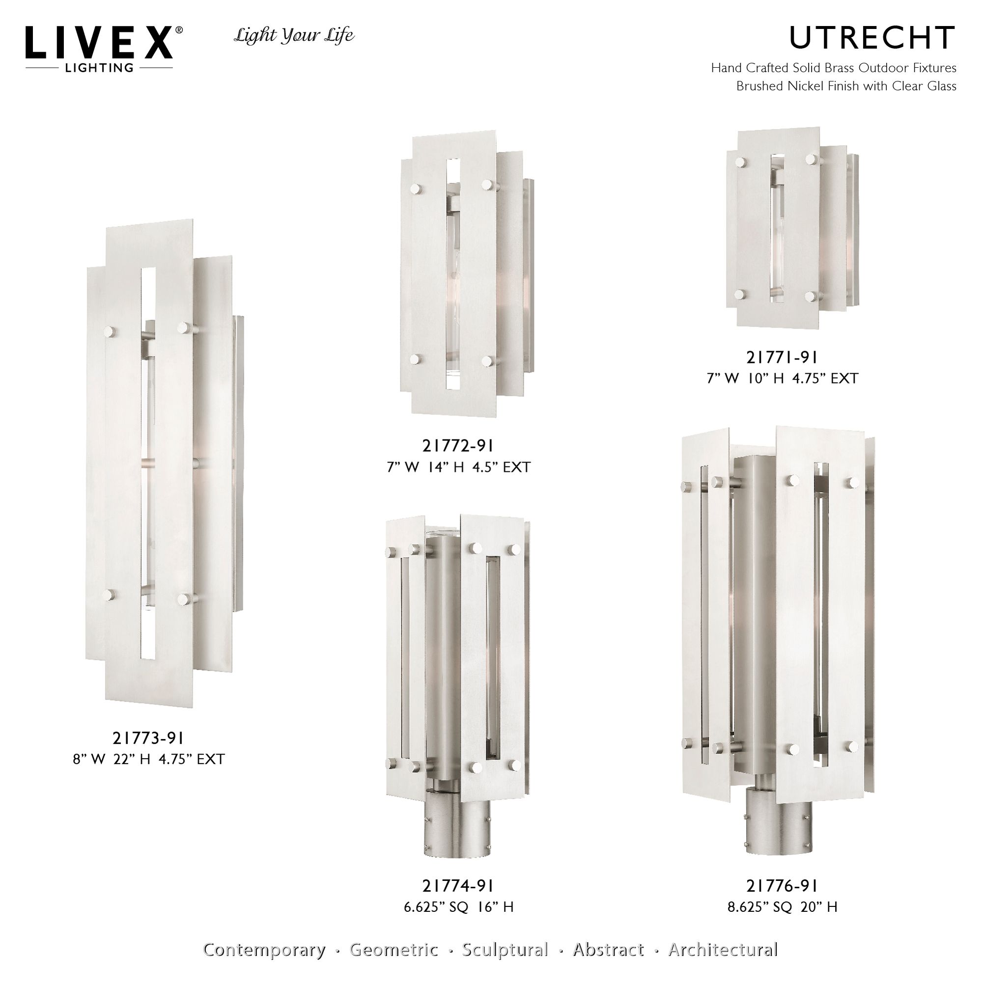 Image 3 Utrecht 1 Light Brushed Nickel Outdoor Wall Lantern more views