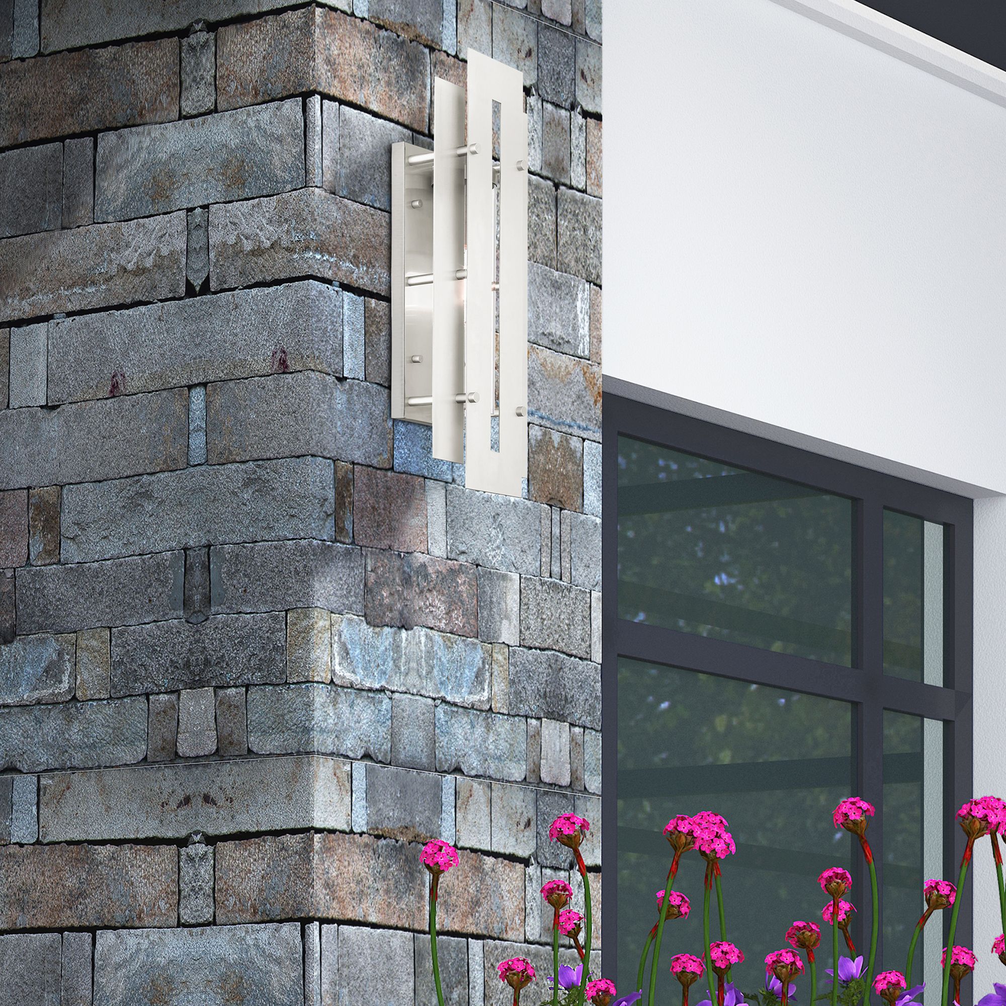 Utrecht 1 Light Brushed Nickel Outdoor Wall Lantern