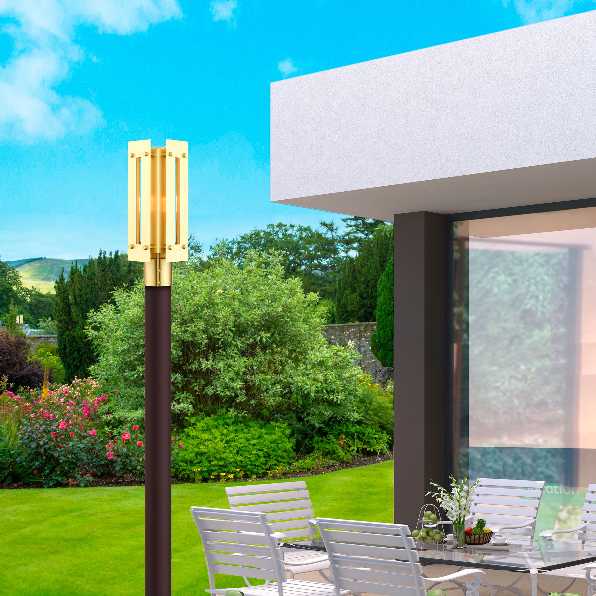 Utrecht 1 Light Satin Brass Outdoor Post Top Lantern