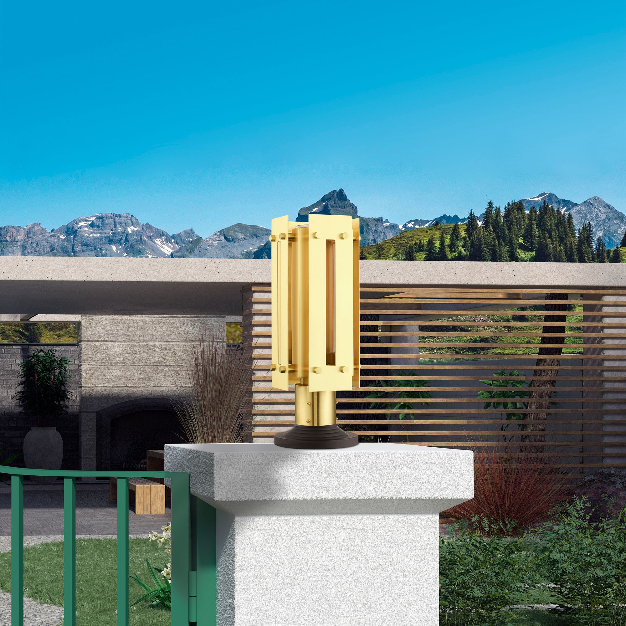 Utrecht 1 Light Satin Brass Outdoor Post Top Lantern