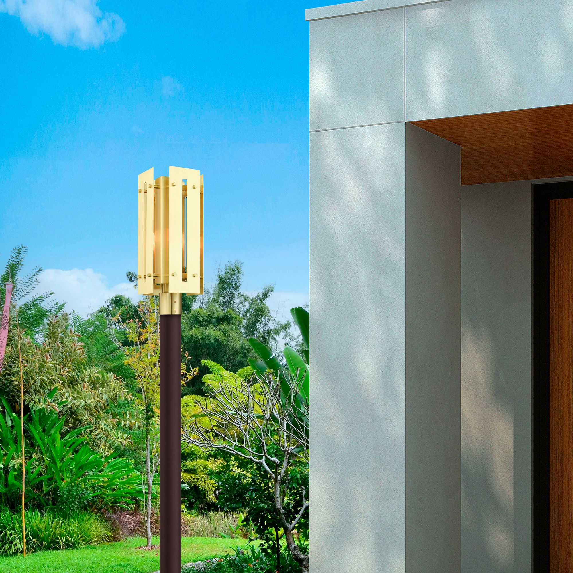 Utrecht 1 Light Satin Brass Outdoor Post Top Lantern