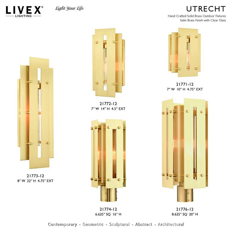 Image 3 Utrecht 1 Light Satin Brass Outdoor Wall Lantern more views