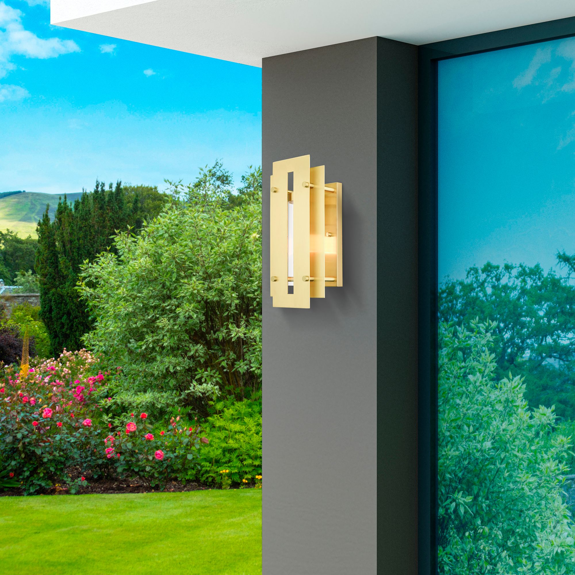 Utrecht 1 Light Satin Brass Outdoor Wall Lantern