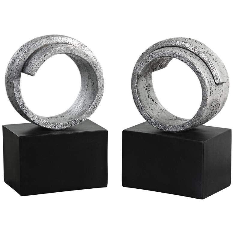 Image 1 Uttermost 12 1/2 inch High Twist Metallic Silver Bookends 