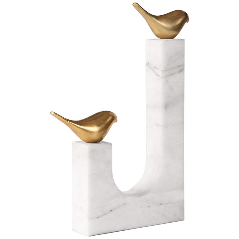 Image 2 Uttermost 13 1/4" High Songbirds Brass Accent Statue