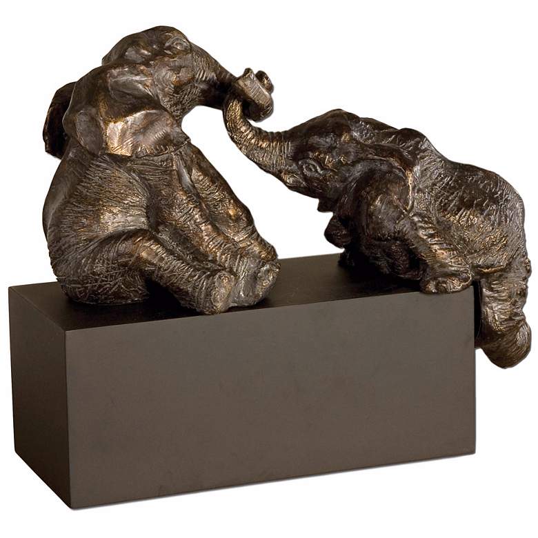 Image 2 Uttermost 16 inch Playful Pachyderms Elephants Accent Sculpture
