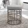 1_Uttermost 19 3/4" High Wire Drum Carnival Gray Fabric Accent Stool