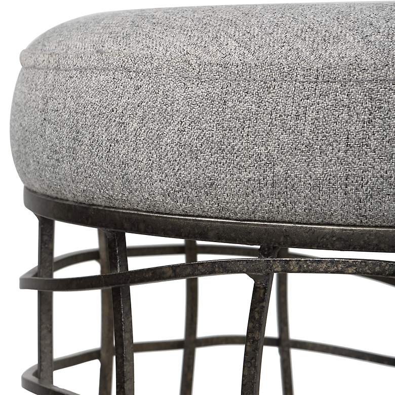 Image 3 Uttermost 19 3/4" High Wire Drum Carnival Gray Fabric Accent Stool more views