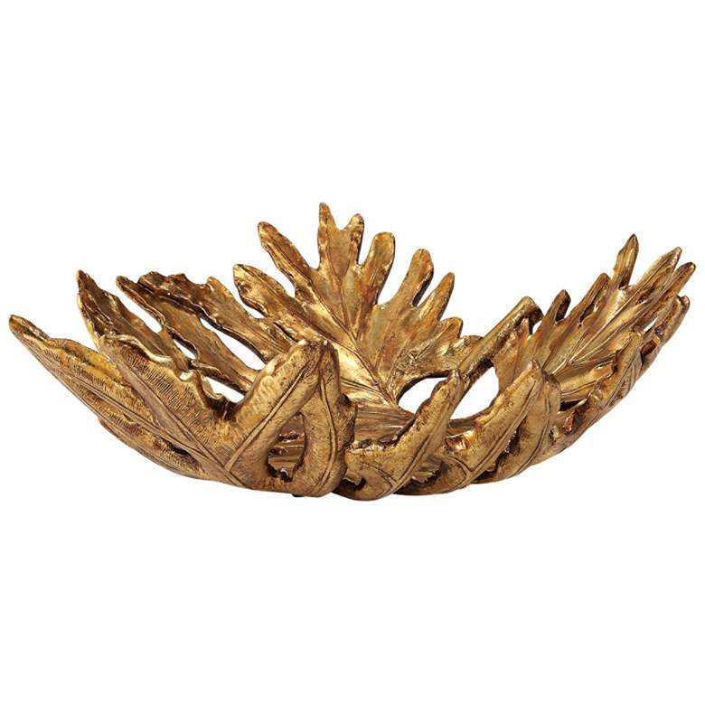 Image 1 Uttermost 19 3/4 inch Wide Gold Oak Leaf Decorative Bowl