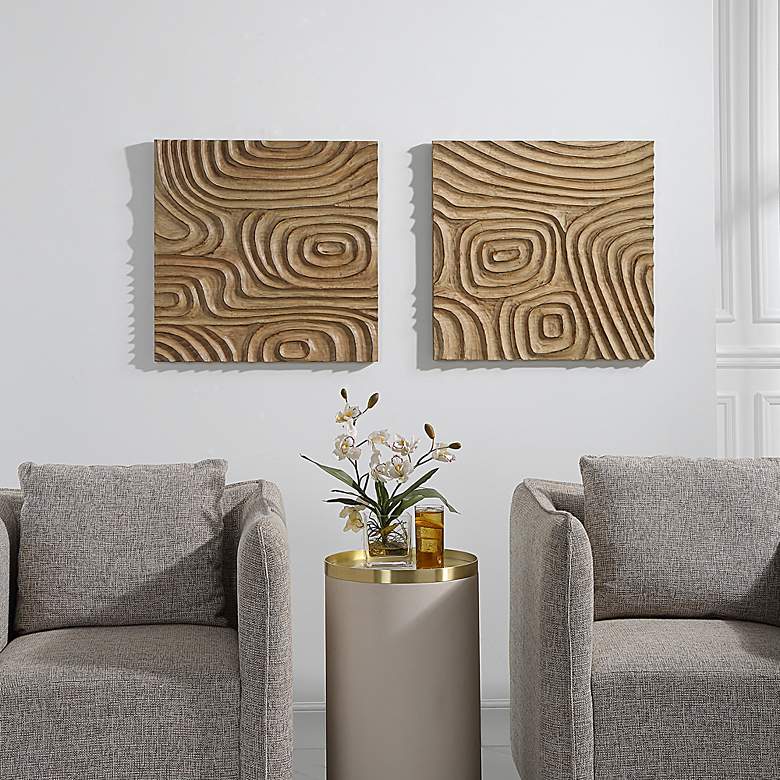 Image 1 Uttermost 2 Piece 23.6" Channels Wood Wall Decor