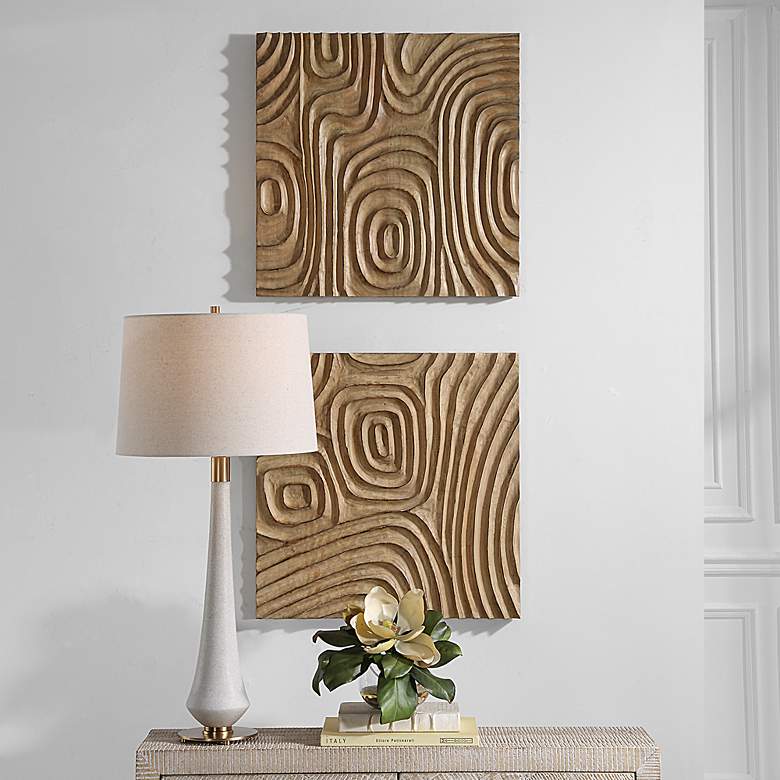 Image 4 Uttermost 2 Piece 23.6" Channels Wood Wall Decor more views