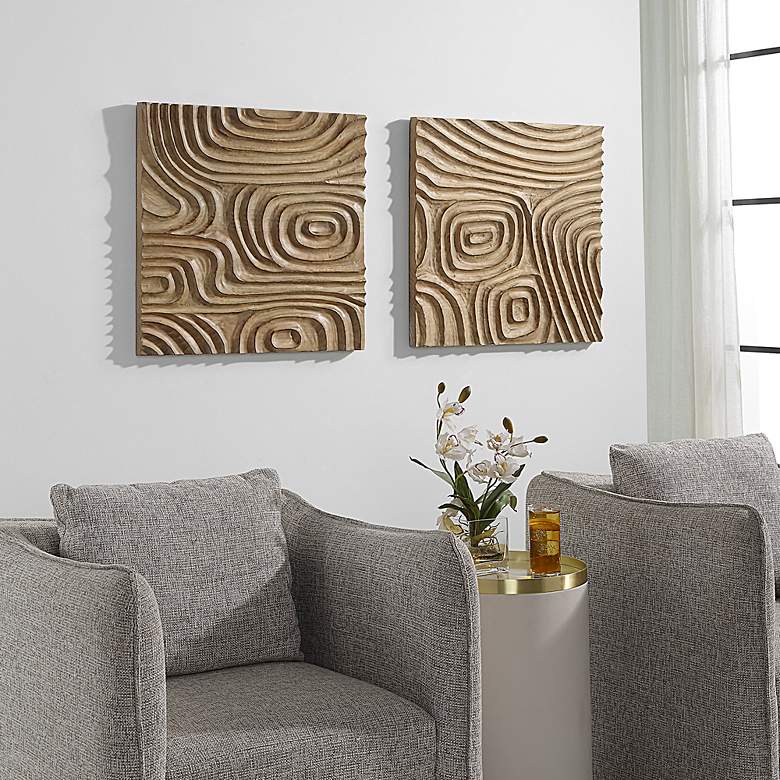 Image 5 Uttermost 2 Piece 23.6" Channels Wood Wall Decor more views