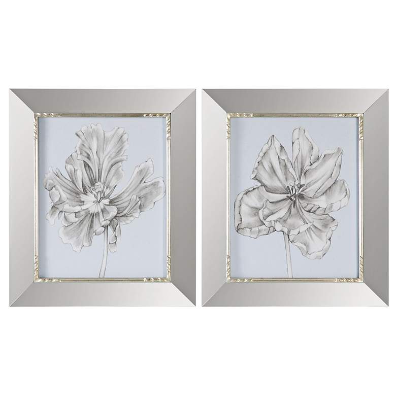 Image 1 Uttermost 2-Piece Silvery Blue Tulips 27 inch High Wall Art