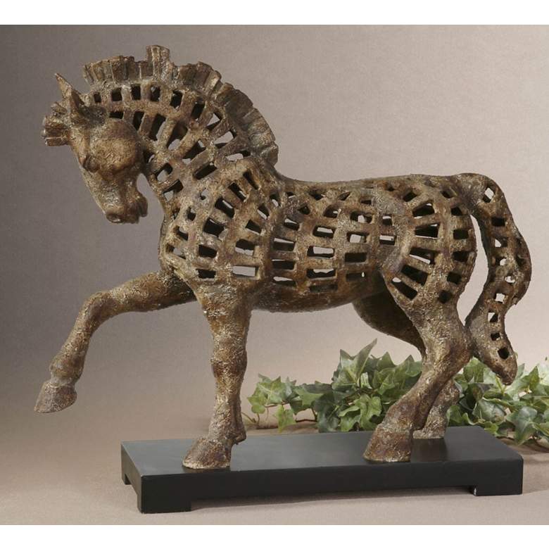 Image 1 Uttermost 21" Wide Prancing Horse Statue