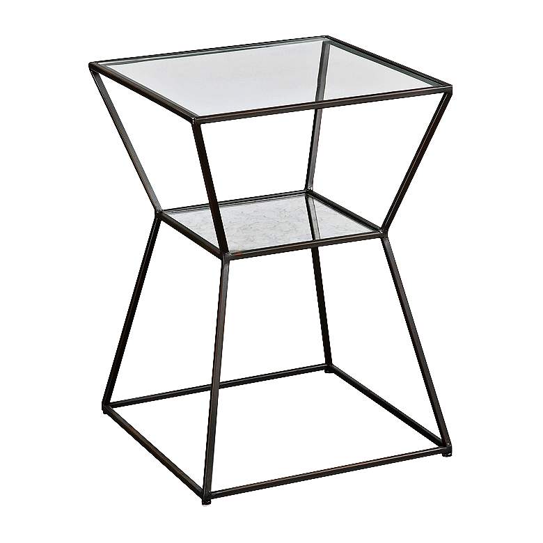 Image 1 Uttermost 23" High Auryon Glass & Mirror Modern Accent Table