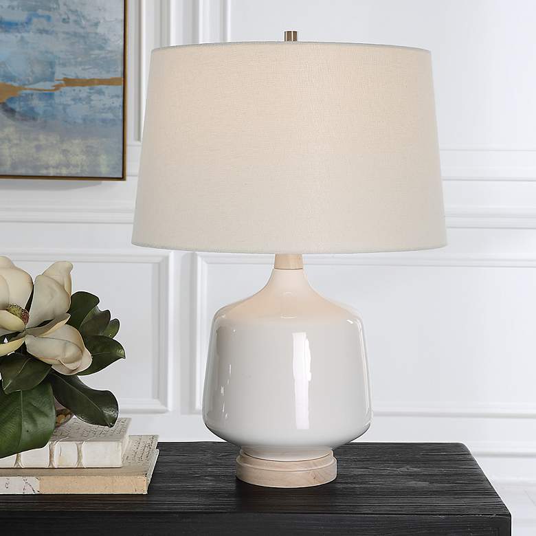 Image 1 Uttermost 24 1/2" High Opal White High Gloss Glaze Ceramic Table Lamp