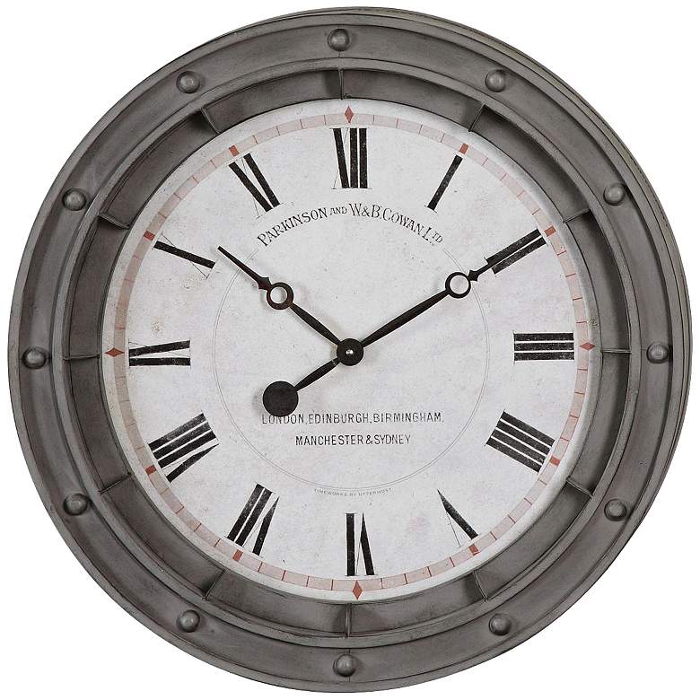 Image 1 Uttermost 24 inch Round Porthole Nautical Wall Clock