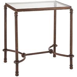 Uttermost 25&quot; Wide Warring Rustic Bronze and Glass End Table