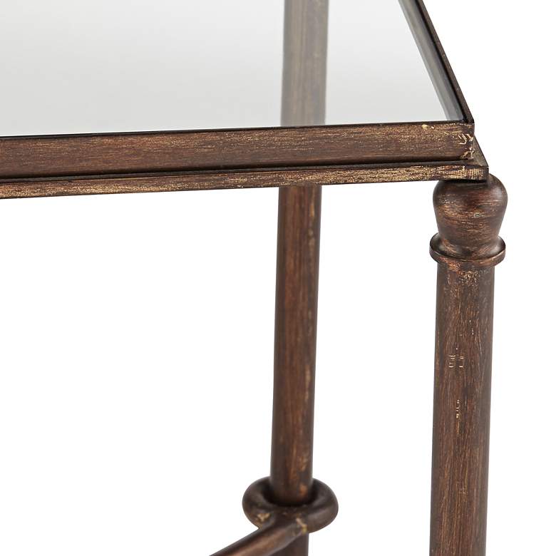 Image 7 Uttermost 25 inch Wide Warring Rustic Bronze and Glass End Table more views