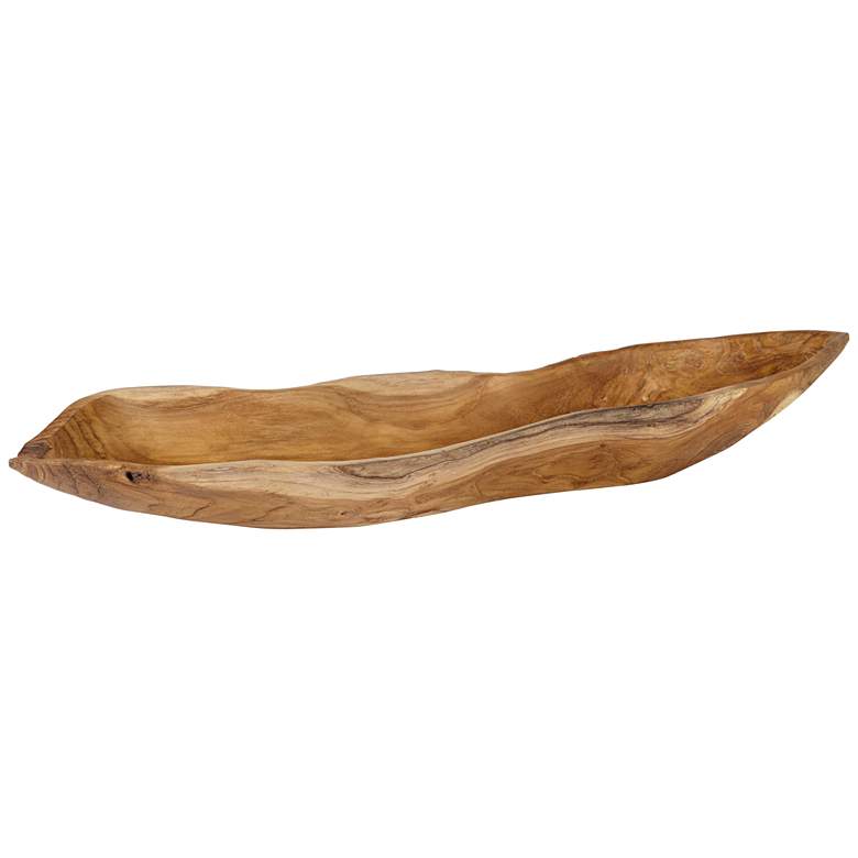 Uttermost 26 3/4&quot; Wide Teak Wood Leaf Decorative Bowl