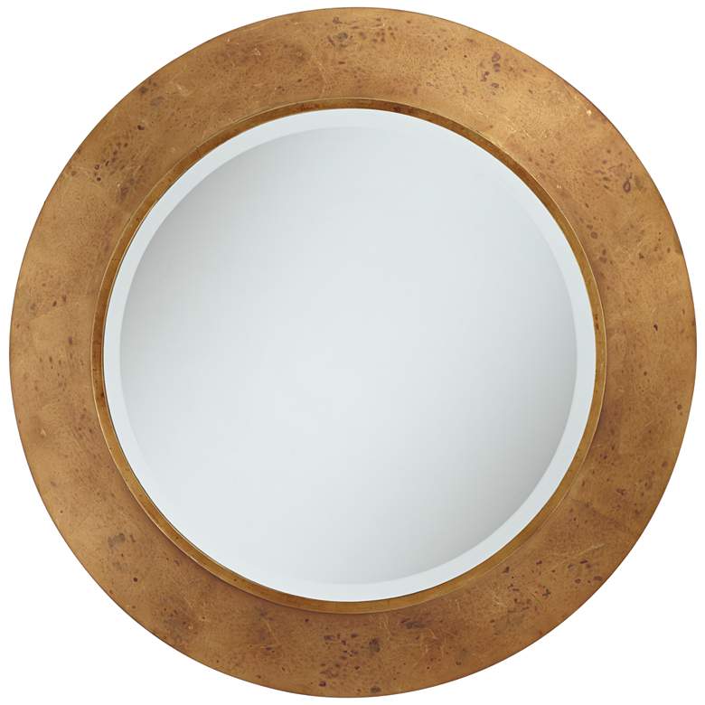 Image 1 Uttermost 32 inch Round Distressed Antique Gold Leaf Wall Mirror